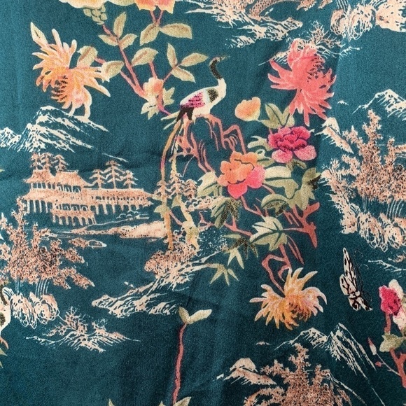 Jaase | Boho Weekend Beach Balloon Sleeve Asian Print V-Neck Tunic Dress NWT S - Picture 12 of 17